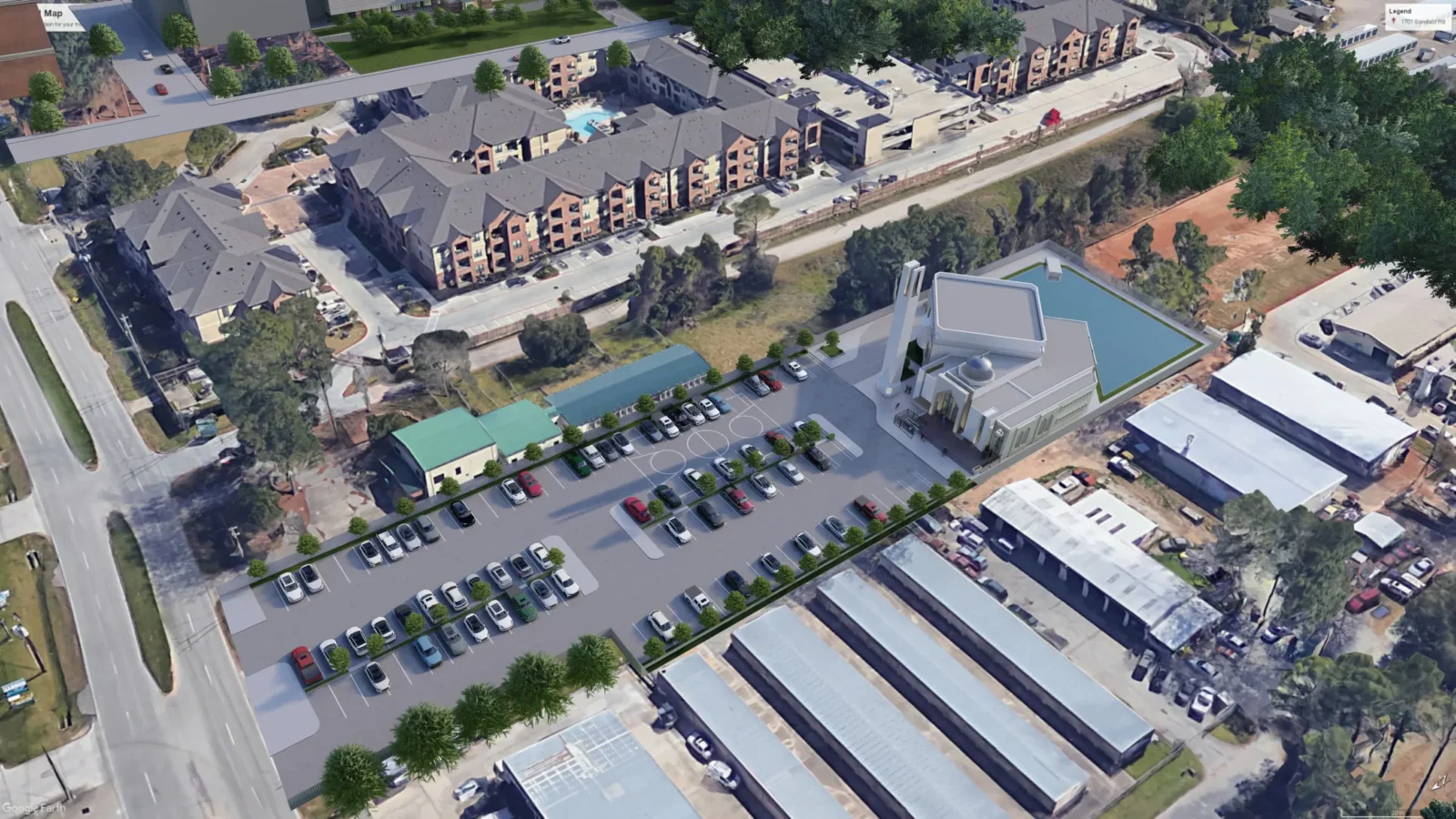 Aerial rendering of the full site